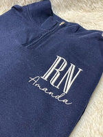 Embroidered Nurse or Doctor Acronym with Personalized Name on Quarter Zip, Gifts for Nurse, Christmas Gifts for Nurses, Gift for Doctors