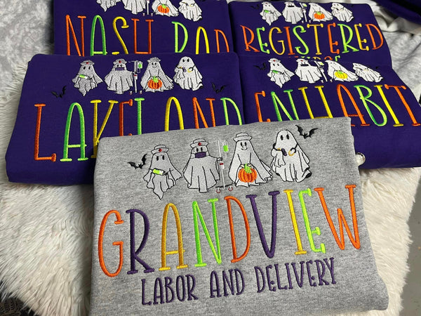 Custom Halloween Ghost Sweatshirt (Healthcare Theme)