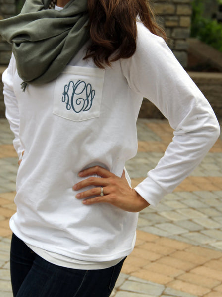 Comfort Color Monogram Longsleeve Pocket Shirt