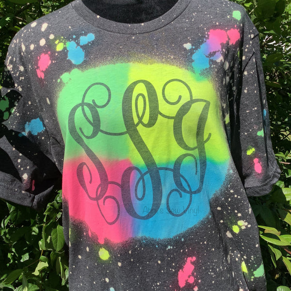Monogram bleached tiedye