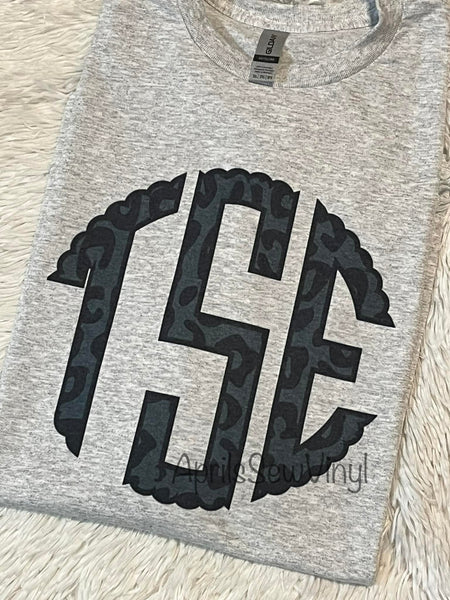 Black Leopard Monogram T-Shirt